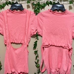 Coral pink shorts two piece